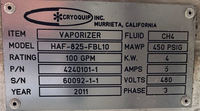 CryoQuip vaporizer nameplate